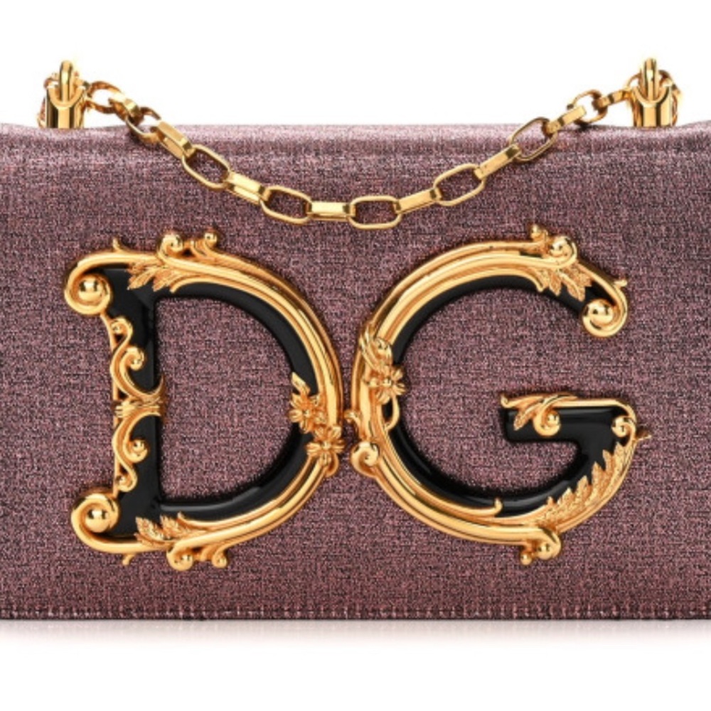 Dolce & Gabbana Metallic Purple Clutch with Gold Accent